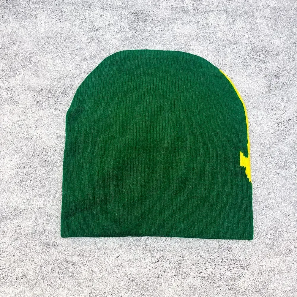 grunge gothic punk flowy green and yellow beanie